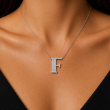 Personalized Baguette F Initial 0.40 Carat Natural Diamond Necklace
