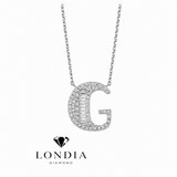 Personalized Baguette G Initial 0.45 Carat Natural Diamond Necklace