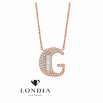 Personalized Baguette G Initial 0.45 Carat Natural Diamond Necklace
