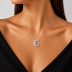 Personalized Baguette G Initial 0.45 Carat Natural Diamond Necklace