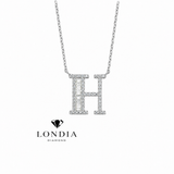 Personalized Baguette H Initial 0.45 Carat Natural Diamond Necklace