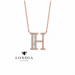 Personalized Baguette H Initial 0.45 Carat Natural Diamond Necklace