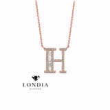 Personalized Baguette H Initial 0.45 Carat Natural Diamond Necklace