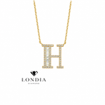 Personalized Baguette H Initial 0.45 Carat Natural Diamond Necklace