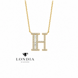 Personalized Baguette H Initial 0.45 Carat Natural Diamond Necklace