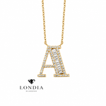 Personalized Baguette Initial A 0.35 Carat Natural Diamond Necklace