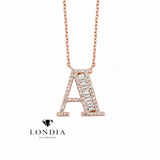 Personalized Baguette Initial A 0.35 Carat Natural Diamond Necklace