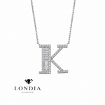 Personalized Baguette K Initial 0.45 Carat Natural Diamond Necklace