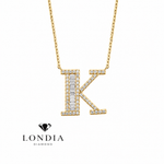 Personalized Baguette K Initial 0.45 Carat Natural Diamond Necklace
