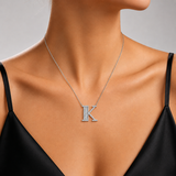 Personalized Baguette K Initial 0.45 Carat Natural Diamond Necklace