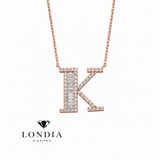 Personalized Baguette K Initial 0.45 Carat Natural Diamond Necklace