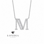 Personalized Baguette M Initial 0.55 Carat Natural Diamond Necklace