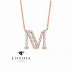 Personalized Baguette M Initial 0.55 Carat Natural Diamond Necklace