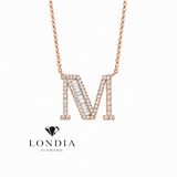 Personalized Baguette M Initial 0.55 Carat Natural Diamond Necklace