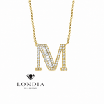 Personalized Baguette M Initial 0.55 Carat Natural Diamond Necklace
