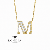 Personalized Baguette M Initial 0.55 Carat Natural Diamond Necklace