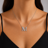 Personalized Baguette M Initial 0.55 Carat Natural Diamond Necklace