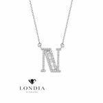 Personalized Baguette N Initial 0.50 Carat Natural Diamond Necklace