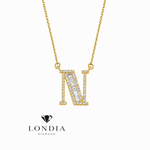 Personalized Baguette N Initial 0.50 Carat Natural Diamond Necklace