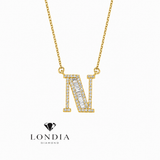 Personalized Baguette N Initial 0.50 Carat Natural Diamond Necklace
