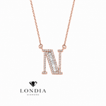 Personalized Baguette N Initial 0.50 Carat Natural Diamond Necklace