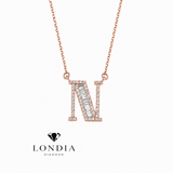 Personalized Baguette N Initial 0.50 Carat Natural Diamond Necklace