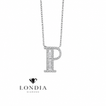 Personalized Baguette P Initial 0.35 Carat Natural Diamond Necklace