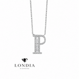 Personalized Baguette P Initial 0.35 Carat Natural Diamond Necklace