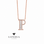 Personalized Baguette P Initial 0.35 Carat Natural Diamond Necklace