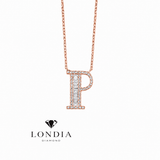 Personalized Baguette P Initial 0.35 Carat Natural Diamond Necklace