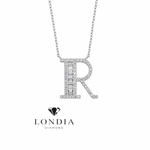 Personalized Baguette R Initial 0.45 Carat Natural Diamond Necklace
