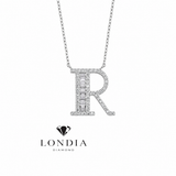 Personalized Baguette R Initial 0.45 Carat Natural Diamond Necklace