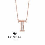 Personalized Baguette T Initial 0.30 Carat Natural Diamond Necklace