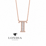 Personalized Baguette T Initial 0.30 Carat Natural Diamond Necklace