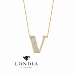 Personalized Baguette V Initial 0.50 Carat Natural Diamond Necklace