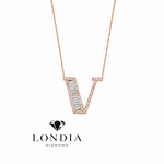 Personalized Baguette V Initial 0.50 Carat Natural Diamond Necklace