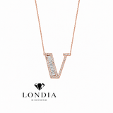 Personalized Baguette V Initial 0.50 Carat Natural Diamond Necklace
