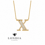 Personalized Baguette X Initial 0.50 Carat Natural Diamond Necklace