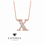 Personalized Baguette X Initial 0.50 Carat Natural Diamond Necklace