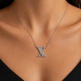 Personalized Baguette X Initial 0.50 Carat Natural Diamond Necklace