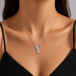 Personalized Baguette Y Initial 0.40 Carat Natural Diamond Necklace