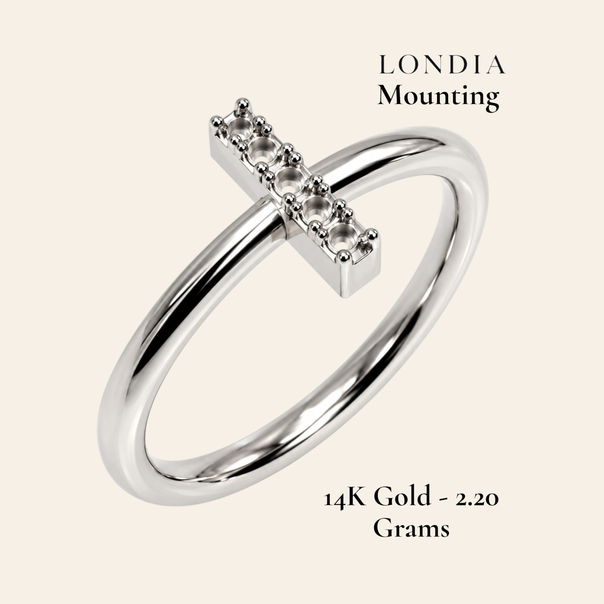 Personalized I Initial 0.10 Ct. Ring Mounting 14K Gold