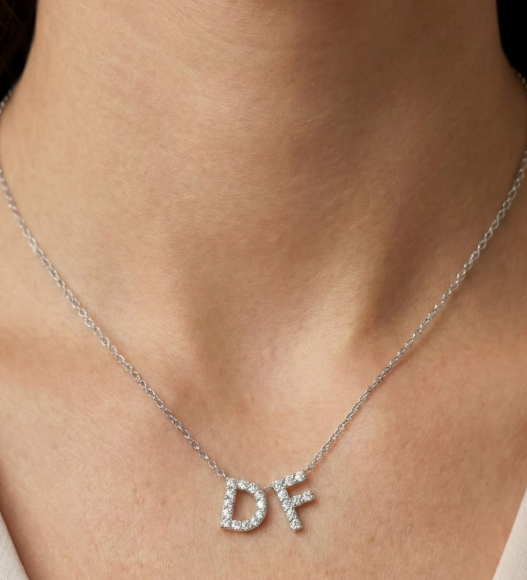 Personalized Initial 0.20 Carat Natural Diamond Necklace