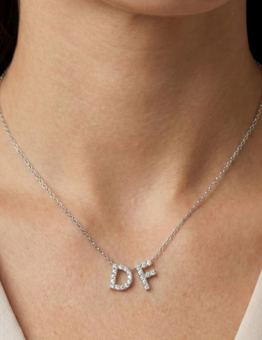Personalized Initial 0.20 Carat Natural Diamond Necklace