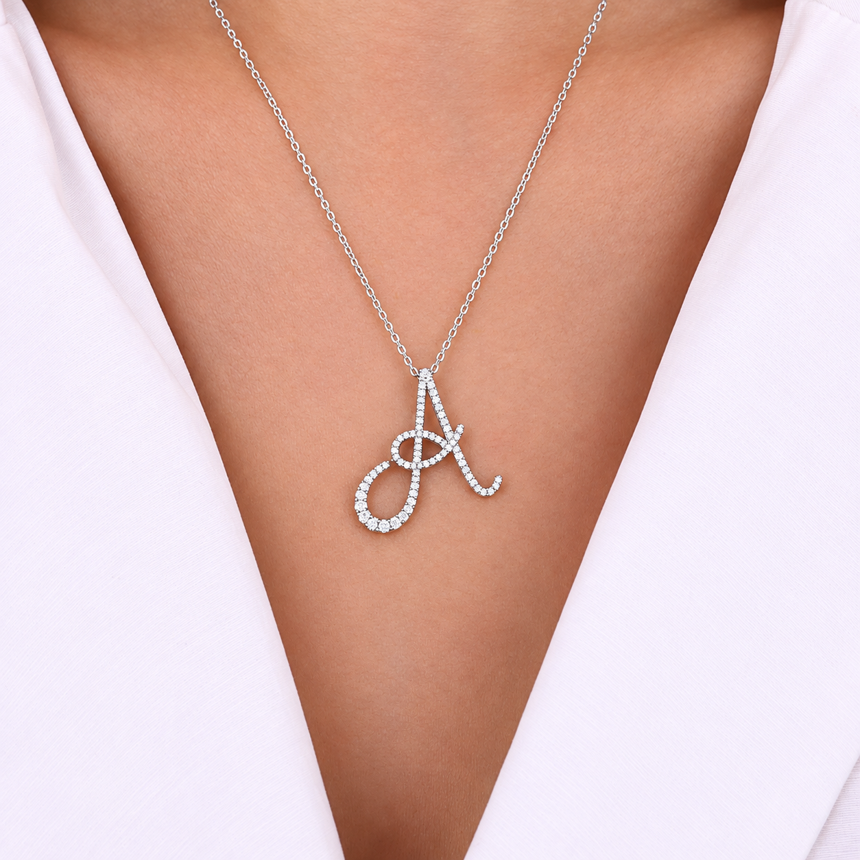 Personalized Majestic A Initial 0.25 Carat Natural Diamond Necklace