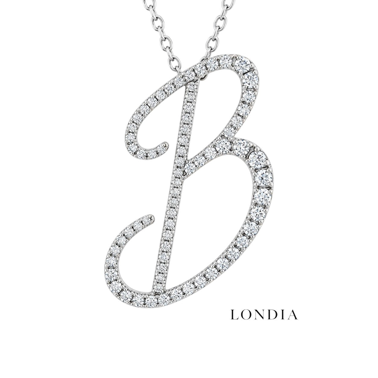 Personalized Majestic B Initial 0.30 Carat Natural Diamond Necklace