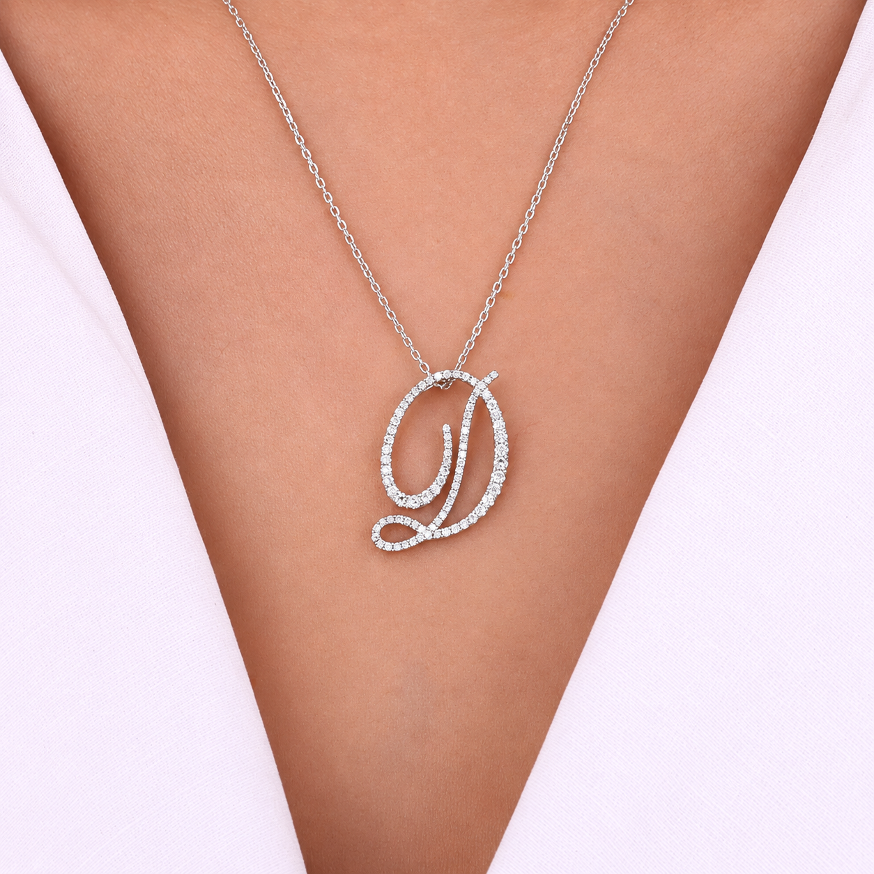 Personalized Majestic D Initial 0.45 Carat Natural Diamond Necklace