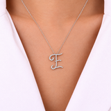 Personalized Majestic E Initial 0.30 Carat Natural Diamond Necklace