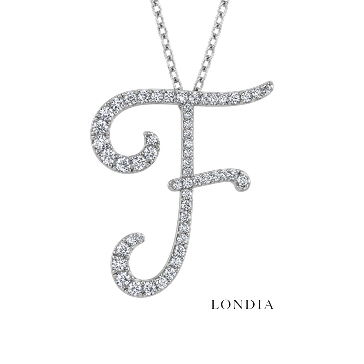Personalized Majestic F Initial 0.30 Carat Natural Diamond Necklace