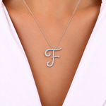 Personalized Majestic F Initial 0.30 Carat Natural Diamond Necklace